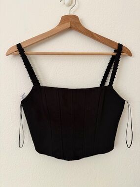 Zara Corset Cropped Sleeveless Black Shirt Top Size XS Neutral Minimalist Casual